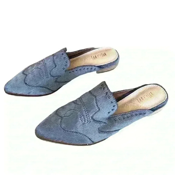 Mi.iM Woman’s Grey Leather Faux Calf Hair Mule Slide Shoe Size 8​ - Picture 3 of 7